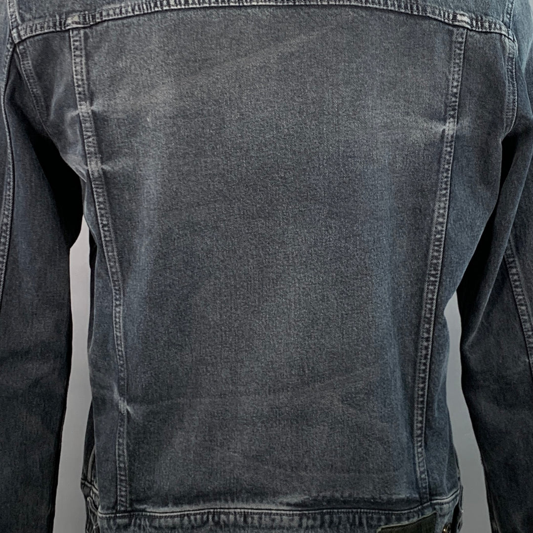 JOHN VARVATOS Size XL Blue Grey Cotton Blend Denim Twill Patch Pockets Jacket