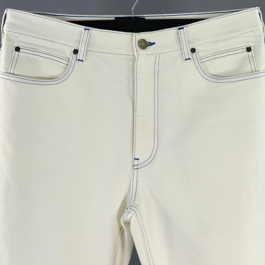 CALVIN KLEIN 205W39NYC x ANDY WARHOL Size 34 White Contrast Stitch Cotton Casual Pants