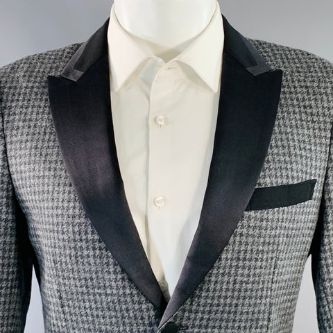 JUNYA WATANABE Size M Grey Black Houndstooth Wool Blend Slim Fit Sport Coat