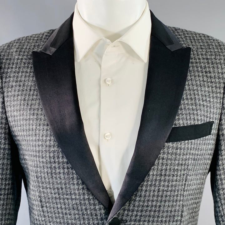 JUNYA WATANABE Size M Grey Black Houndstooth Wool Blend Slim Fit Sport Coat