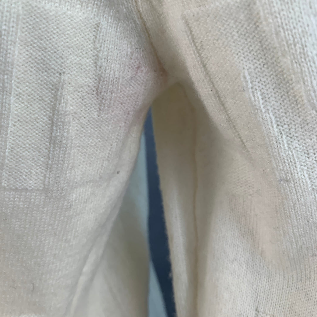 MR TURK Size XL Cream Monogram Merino Wool Crew Neck Pullover
