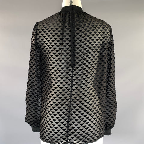 TORY BURCH Size 2 Black Viscose & Silk Triangle Sheer Dress Top
