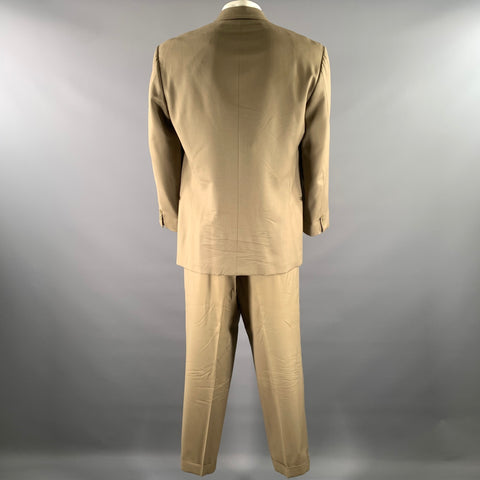 MANI Size 44 Khaki Wool Peak Lapel Double Breasted Suit