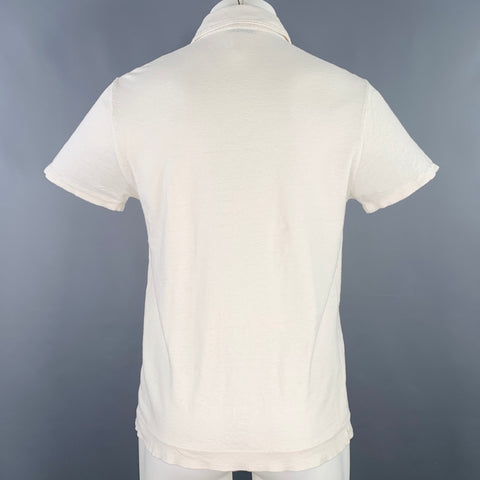 BOGLIOLI Size XS Cream Linen Half Placket Polo