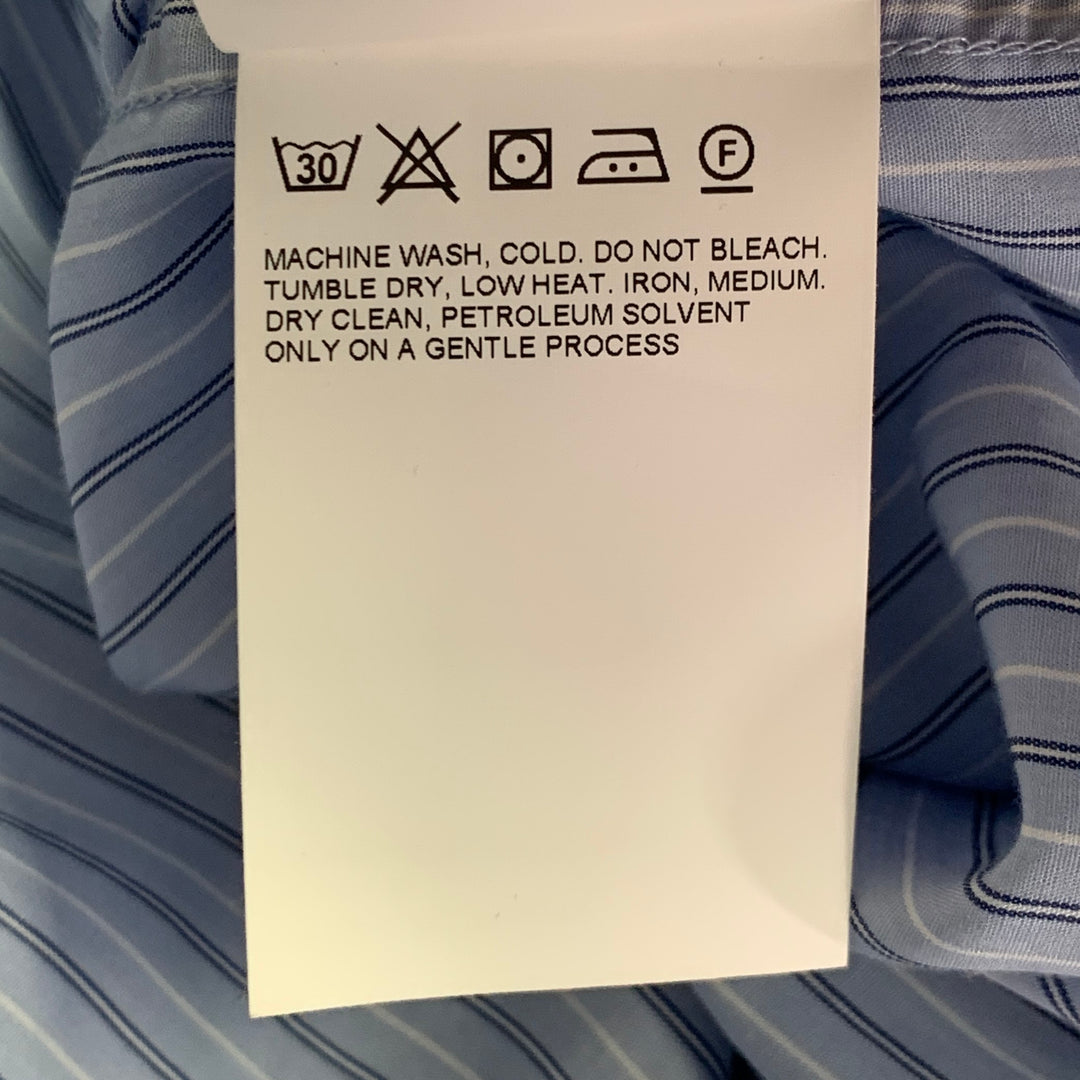 OUR LEGACY Size S Above Blue Stripe Tencel Oversized One Pocket Long Sleeve Shirt