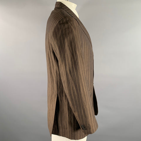 BRIONI Size 42 Brown Camel Pinstripe Wool Blend Notch Lapel Sport Coat