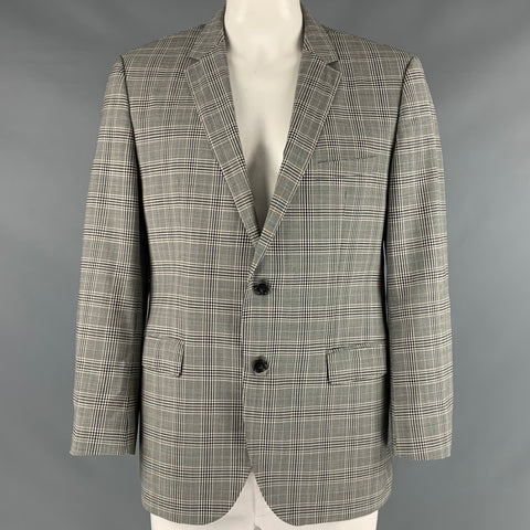 HUGO BOSS Taille 44 Manteau de sport en laine vierge Glenplaid noir blanc