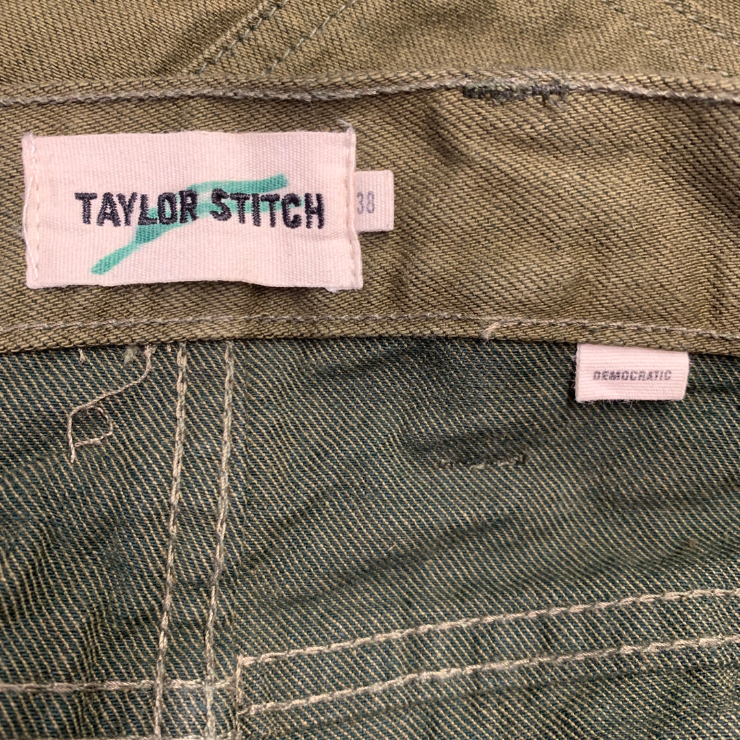 TAYLOR STITCH Size 38 Olive Green Twill Cotton Straight Selvedge Jeans