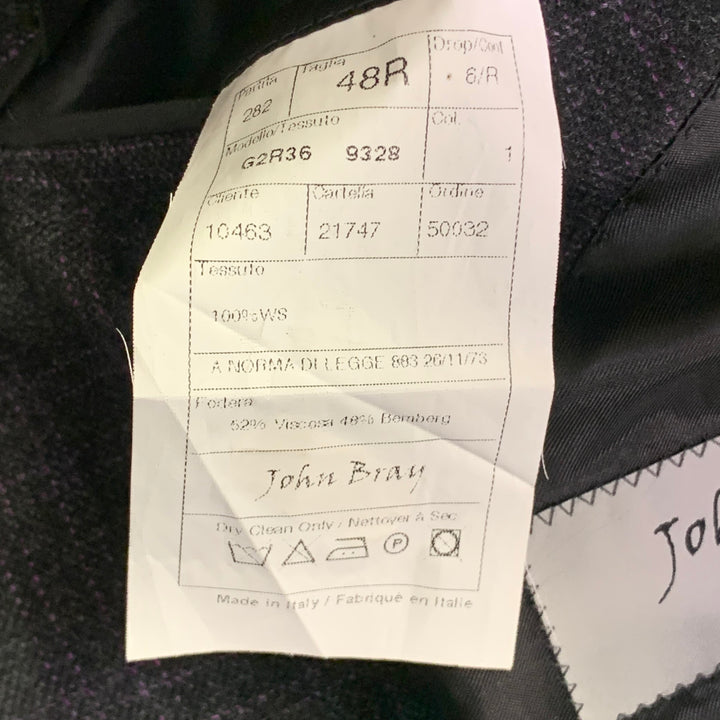 JOHN BRAY Size 48 Regular Black Purple Plaid Cashmere Sport Coat