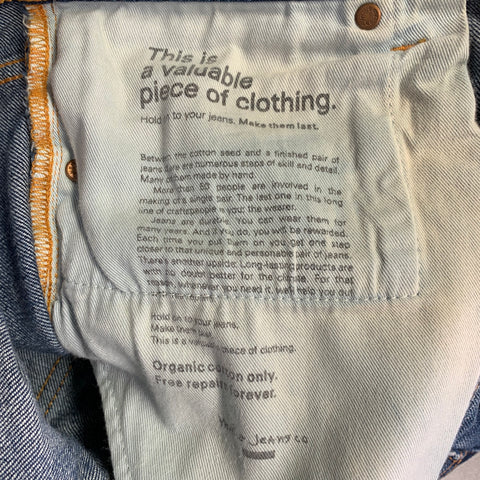 NUDIE JEANS Size 30 Lean Dean Blue Contrast Stitch Cotton Blend Slim Straight Jeans