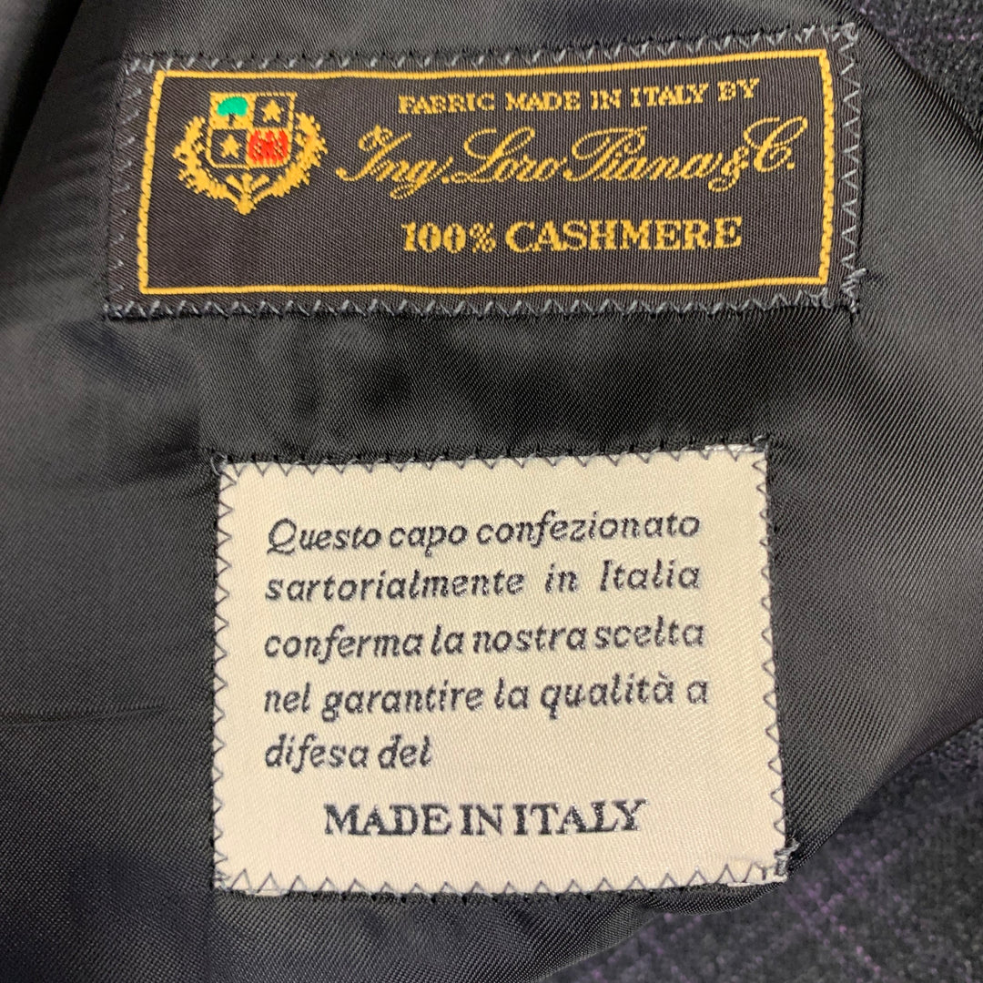 JOHN BRAY Size 48 Regular Black Purple Plaid Cashmere Sport Coat