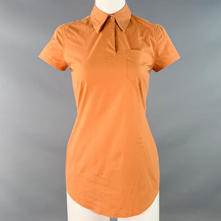 JEAN PAUL GAULTIER Size 8 Orange Cotton Blend Short Sleeve Casual Top