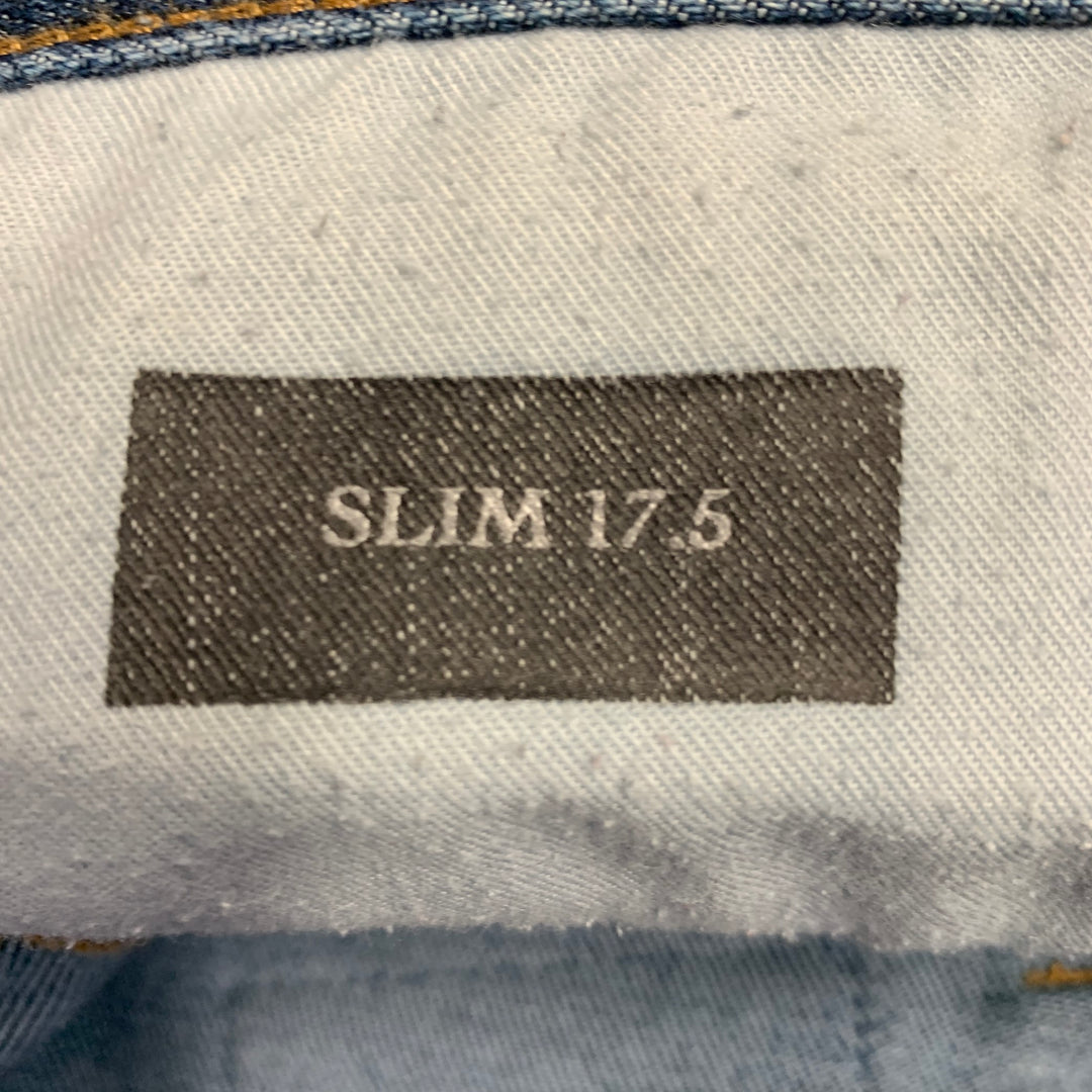 DIOR HOMME Size 30 Blue Contrast Stitch Cotton Blend Twill Slim Straight Jeans