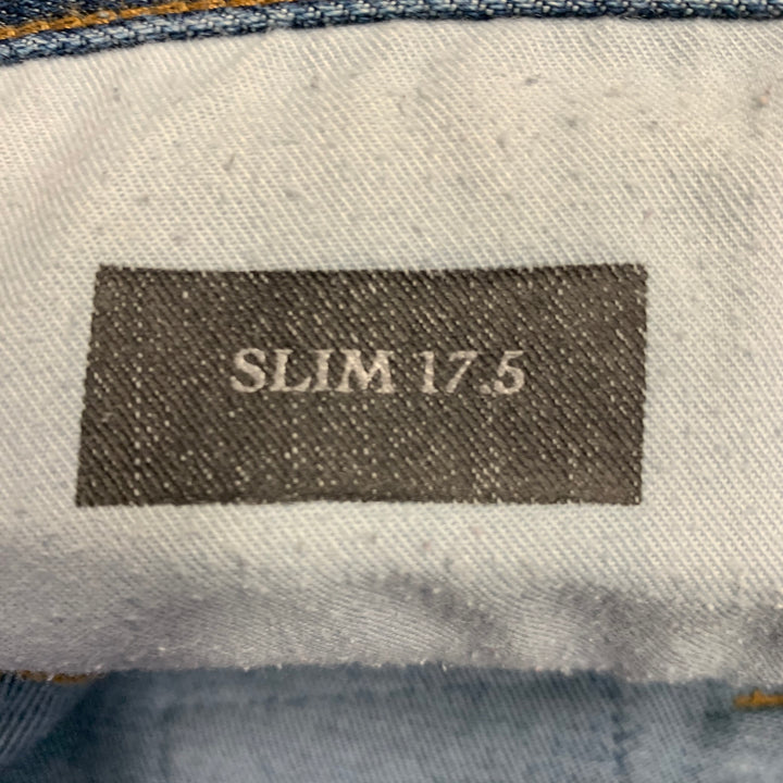 DIOR HOMME Size 30 Blue Contrast Stitch Cotton Blend Twill Slim Straight Jeans