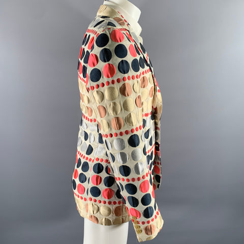 WALTER VAN BEIRENDONCK Size 40 Cream Dots Polyester Blend Sport Coat