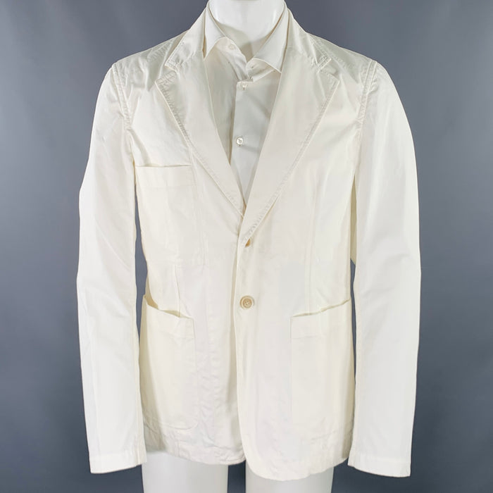 MAISON MARGIELA Size 40 White Cotton Notch Lapel Sport Coat