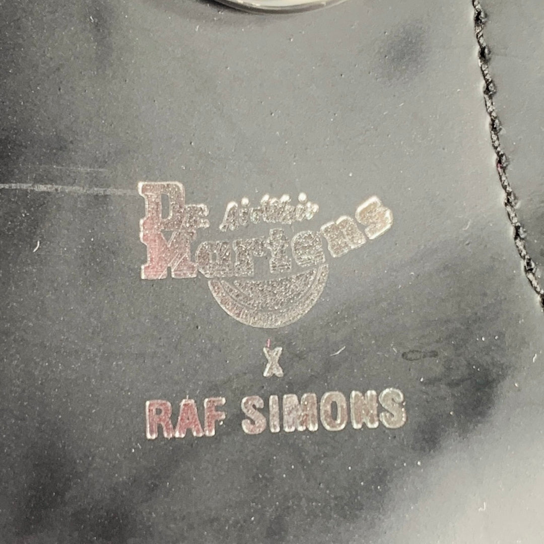RAF SIMONS Size 9 Black Rings Leather Lace-Up Boots