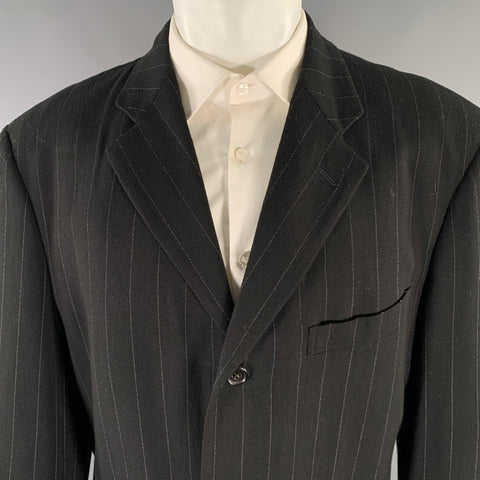 COMME des GARCONS HOMME PLUS Size S Black White Chalkstripe Sport Coat
