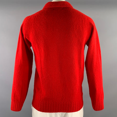 HORATIO Size L Red Knit Wool Ribbed Sweater