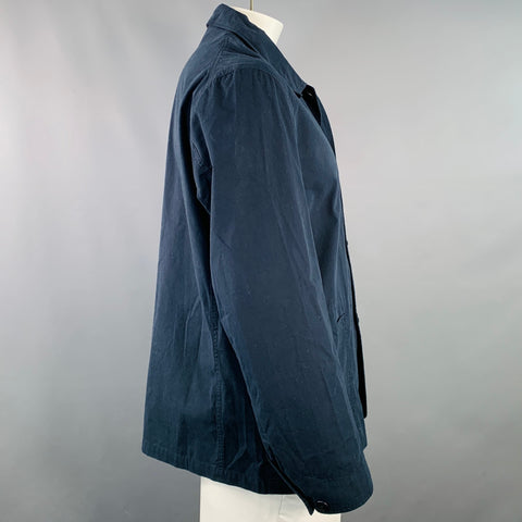 MERZ B. SCHWANEN Size L Navy Organic Cotton Shirt Chore Jacket