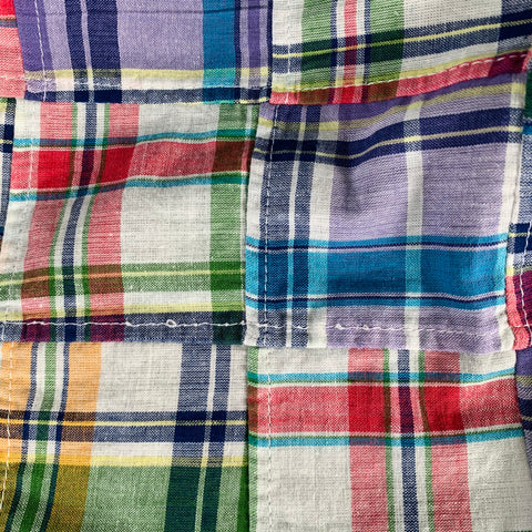 BREUER Multi Color Patchwork Plaid Cotton Scarf