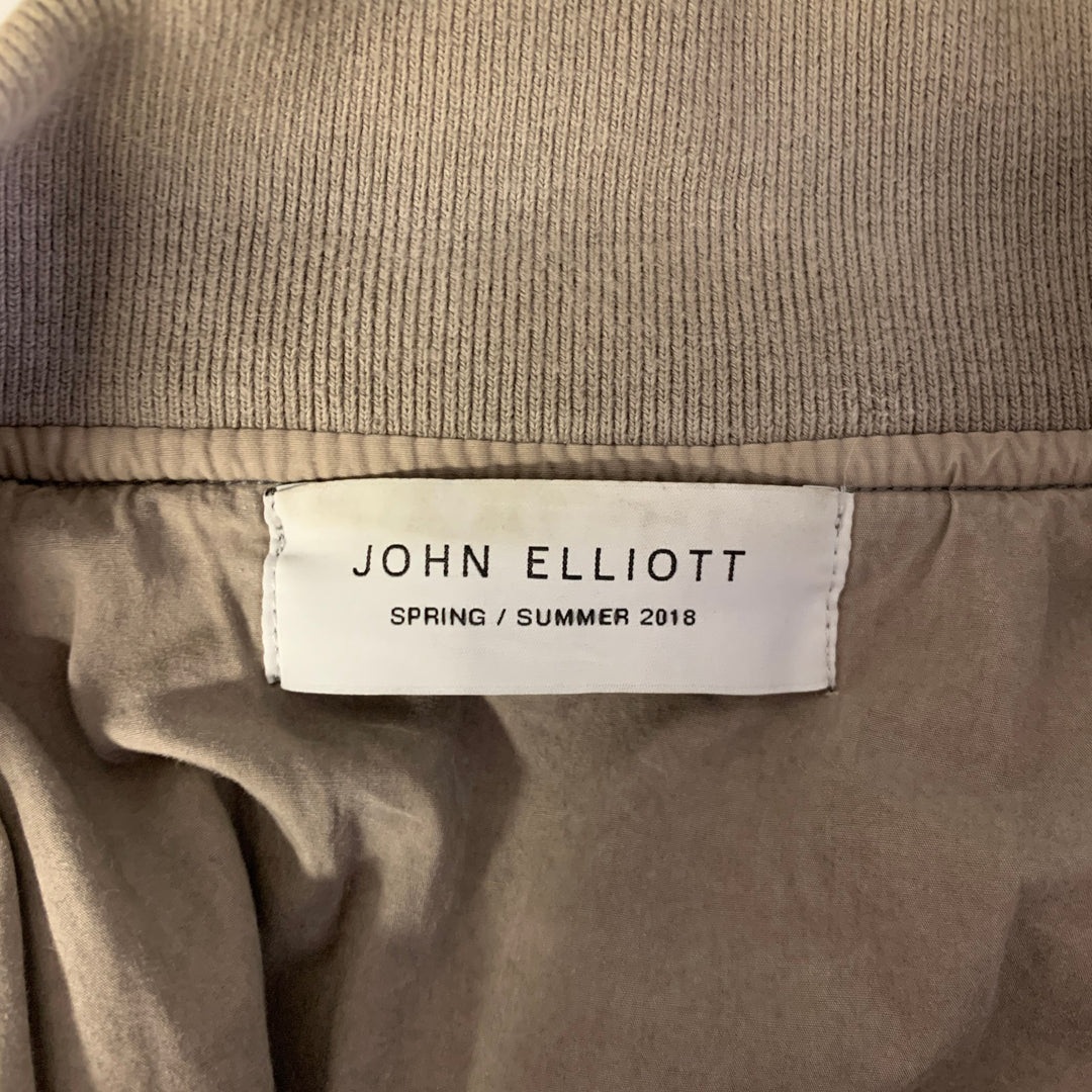 JOHN ELLIOTT Size XL Khaki Quilted Cotton Blend Bomber Jacket