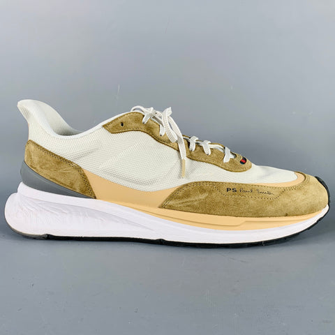 PS by PAUL SMITH Size 12 Khaki Grey Mixed Fabrics Color Block Nylon Sneakers