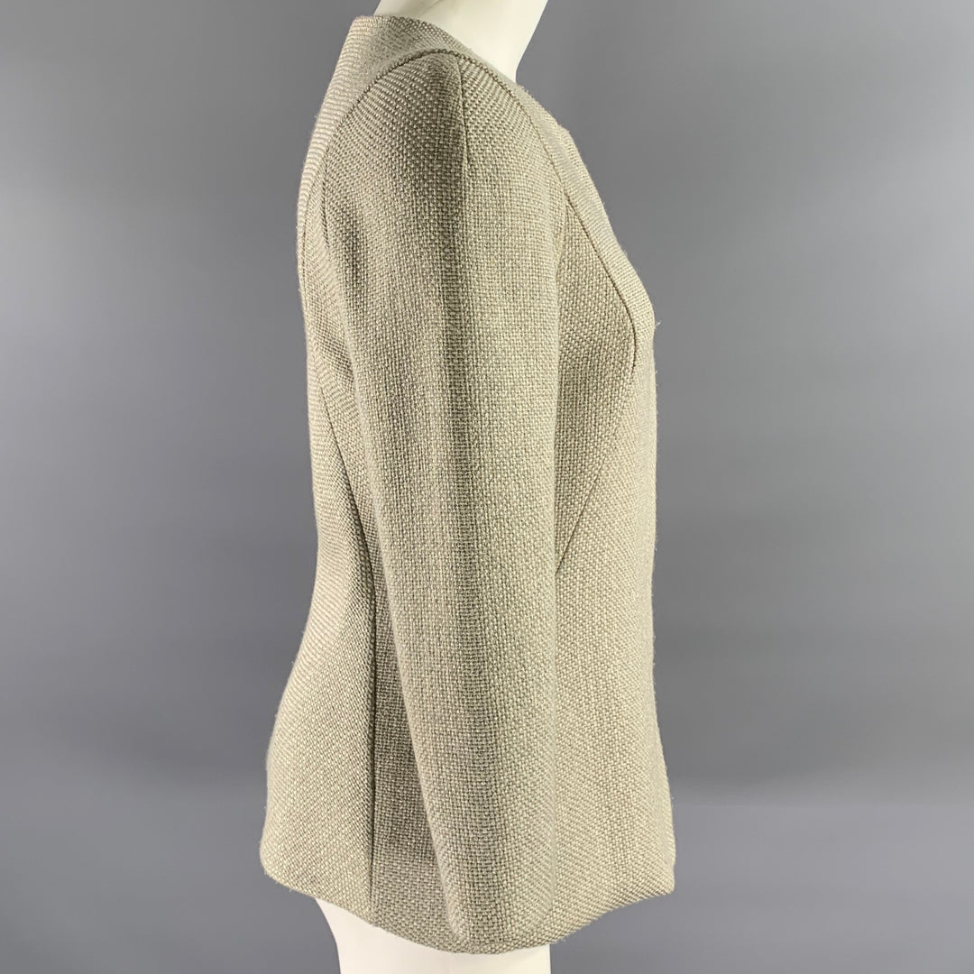 GIORGIO ARMANI Size S Grey Gold Polyester Blend Collarless Zip Jacket