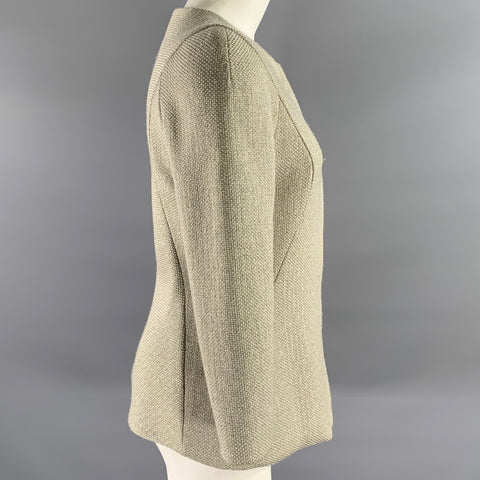 GIORGIO ARMANI Size S Grey Gold Polyester Blend Collarless Zip Jacket
