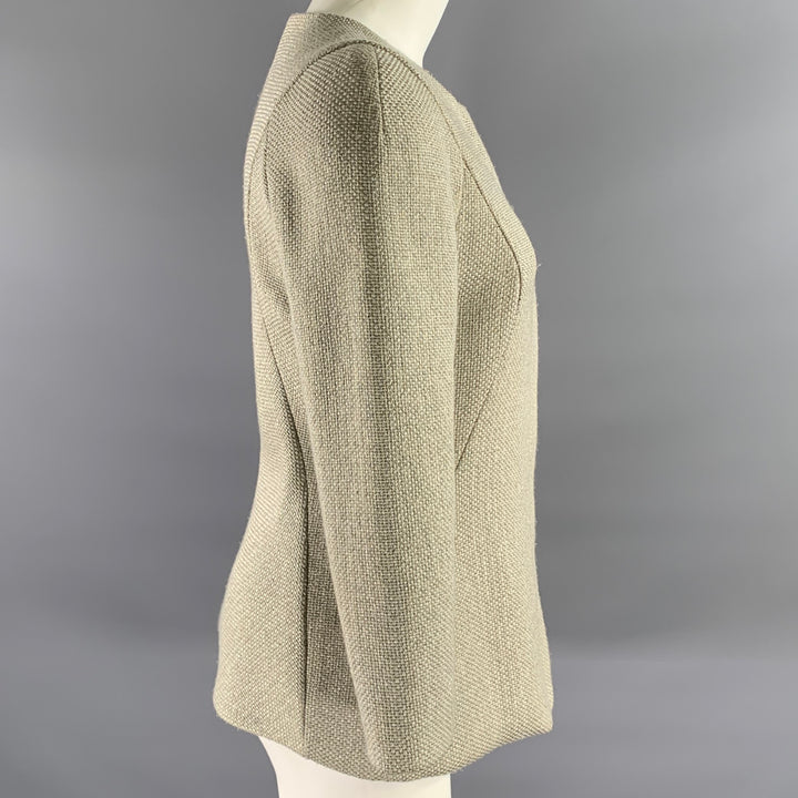 GIORGIO ARMANI Size S Grey Gold Polyester Blend Collarless Zip Jacket