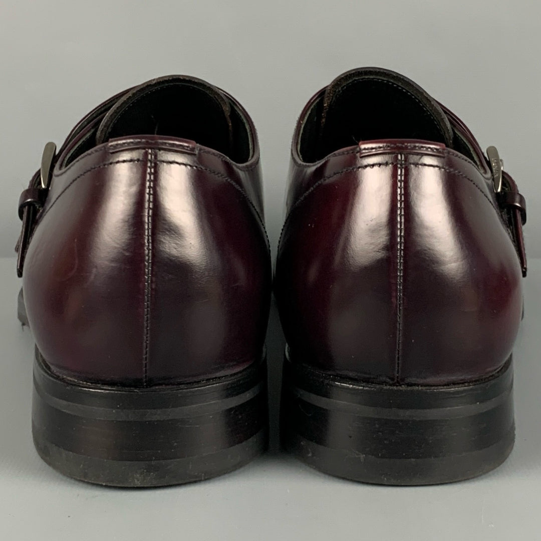 PRADA Size 9.5 Burgundy Leather Double Monk Strap Loafers  display picture 2