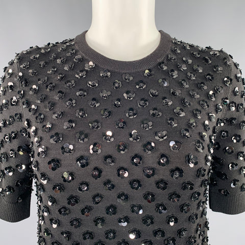 MICHAEL KORS COLLECTION Size S Black Merino Wool Sequined Pleated Dress