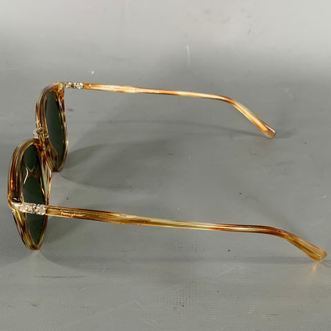 SALVATORE FERRAGAMO Brown Tortoise Acetate & Metal Sunglasses & Eyewear