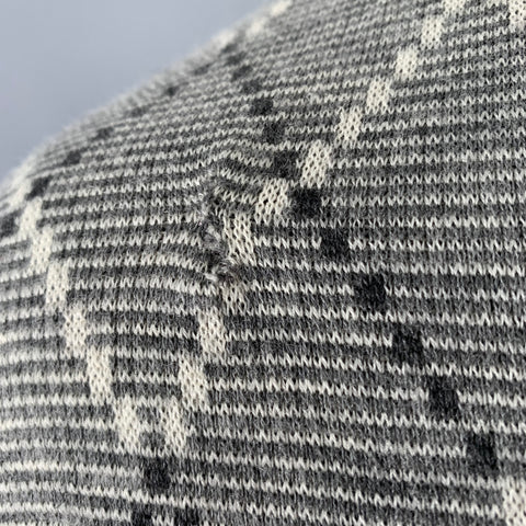 BLACK FLEECE Size XXL Grey White Diamond Wool Blend V-Neck Pullover