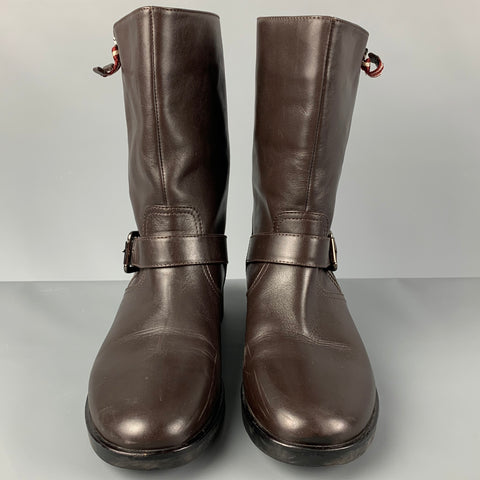 BALLY DESIA Size 12 Brown Leather Solid Belted Women Boots