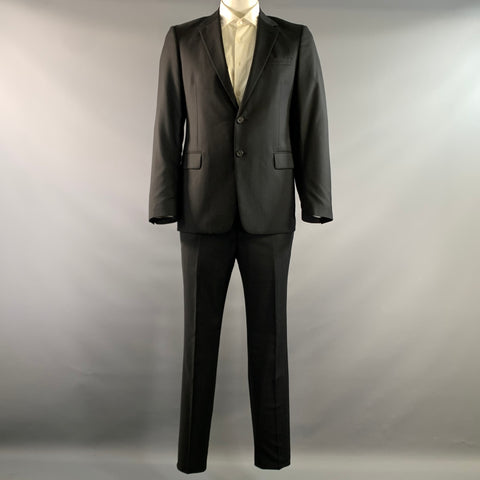 PRADA Chest Size 42 Black UAF367 Pinstripe Wool Notch Lapel 34 32 Suit