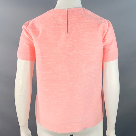 STELLA McCARTNEY Size L Pink Rayon Silk Blend Textured Crew Neck Boxy Casual Top