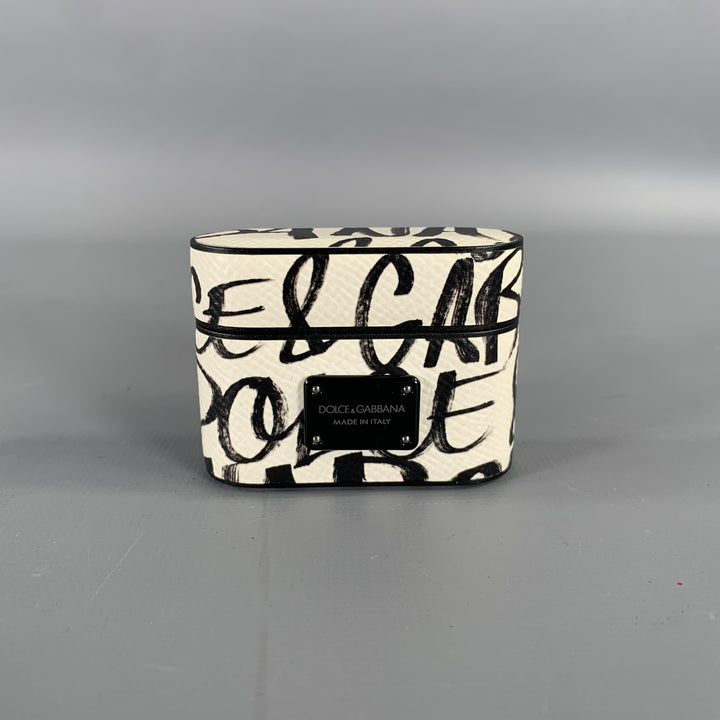 DOLCE & GABBANA White Black Leather AirPod Case