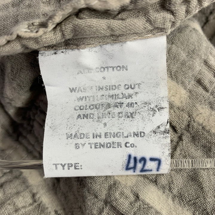 TENDER CO. Size L Grey Window Pane Cotton Patch Pockets Long Sleeve Shirt