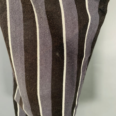 Pantalon décontracté LOW HURTZ en coton à rayures grises, noires et blanches, taille L, devant plat