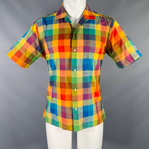 GITMAN VINTAGE Size M Multi Color Checkered Cotton Camp Short Sleeve Shirt