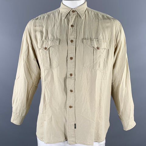 RRL by RALPH LAUREN Size L Khaki Linen Blend Long Sleeve Shirt