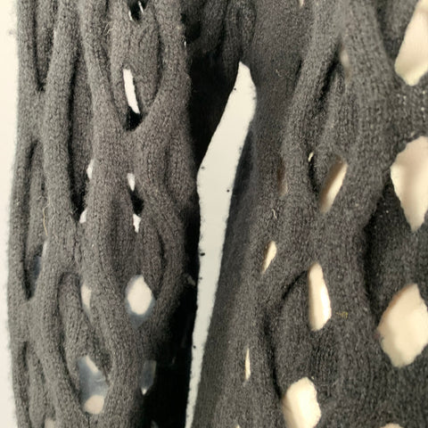 OSCAR DE LA RENTA Size M Black Cut Out Cable Knit Sweater