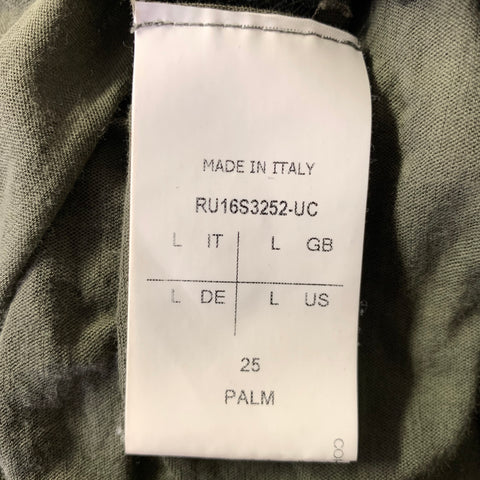 RICK OWENS Size L Green Olive See Through Cotton Oversized Long Sleeve Shirt