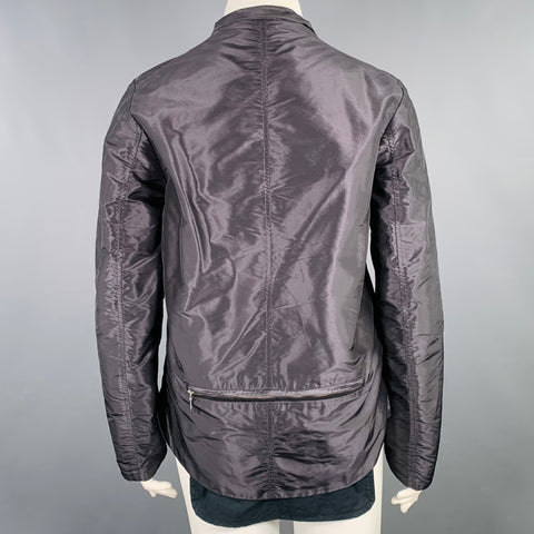 PAUL HARNDEN Size L Grey Charcoal Slate Silk Zip Up Jacket