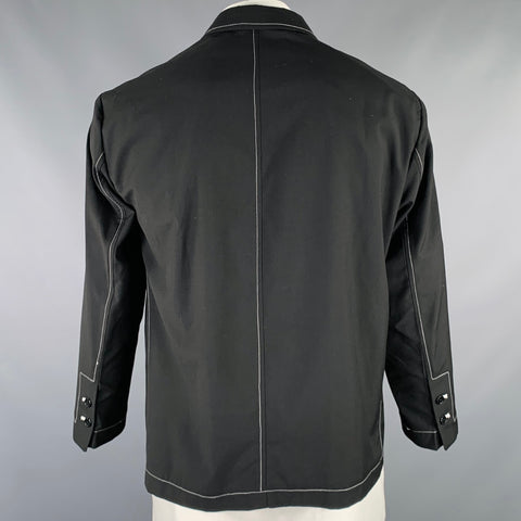 Veste 8 BY YOOX Taille 44 Noir Surpiqûres Blanches Contrastées
