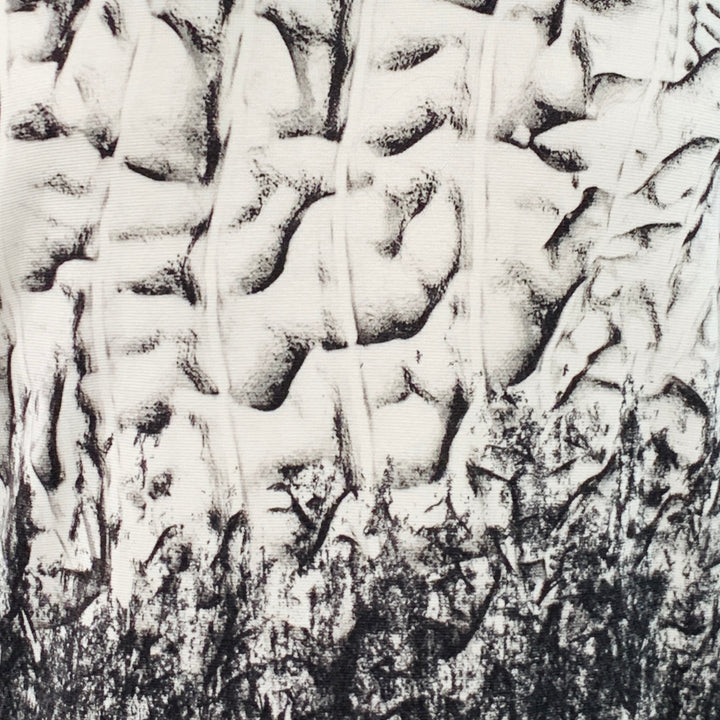 HELMUT LANG Size M Black White Abstract Print Viscose Blend Contrast Trim Crew Neck Pullover