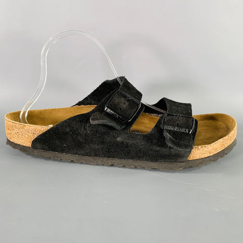 BIRKENSTOCK Size 10 Black Suede Buckle Sandals