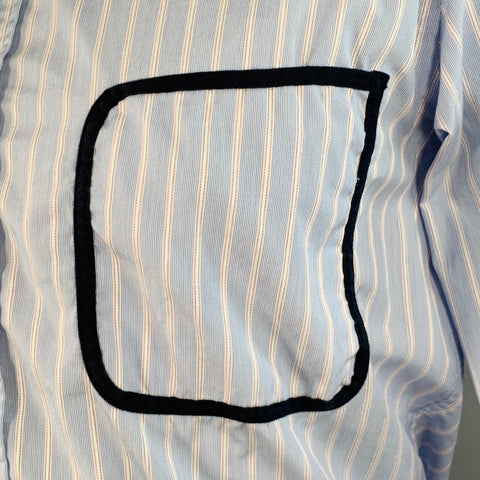 COMME des GARCONS HOMME Size XS Blue White Stripe Contrast Trim Cotton Long Sleeve Shirt