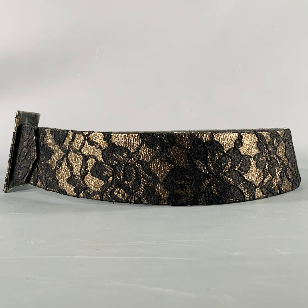 CHRISTIAN DIOR Size M Black Anthracite Lace Leather Belt